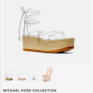 New MK Mabal Leather Platform Espadrille 38.5